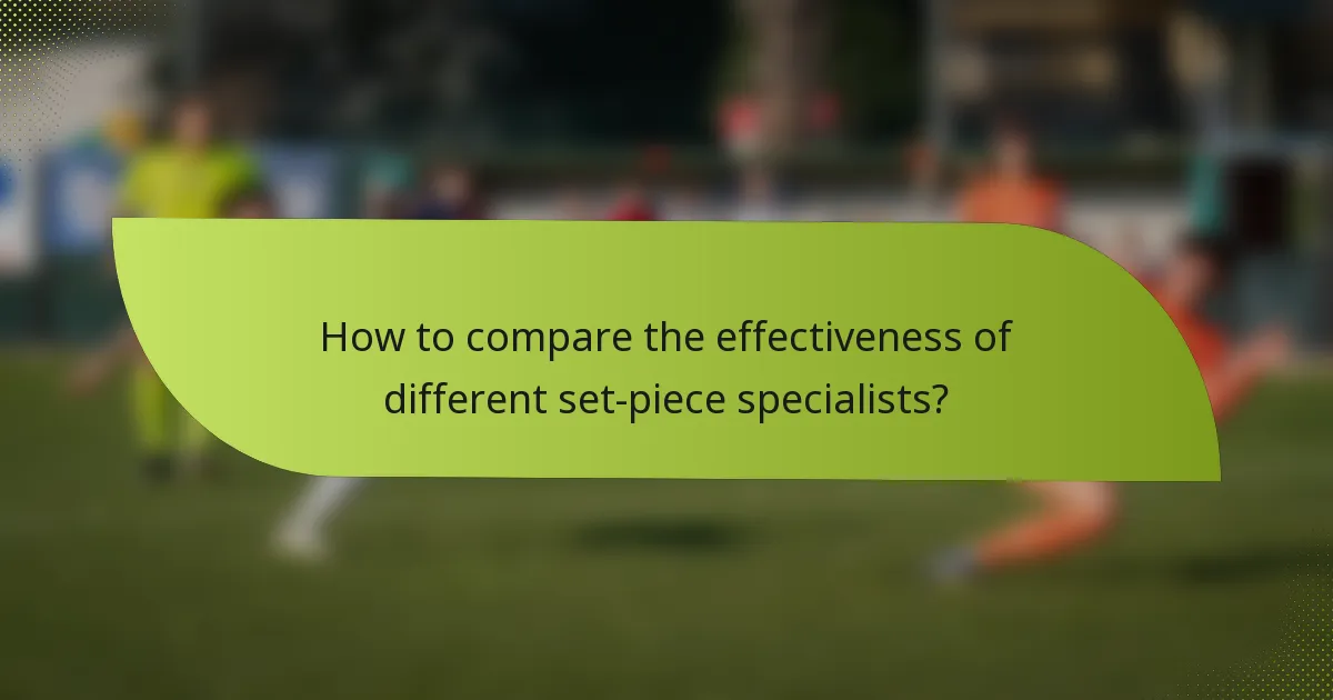 How to compare the effectiveness of different set-piece specialists?